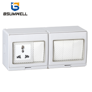 PS2-U4S Multi-function Type 10A IP55 Waterproof 4Gang 2Way Switch 1Gang Socket