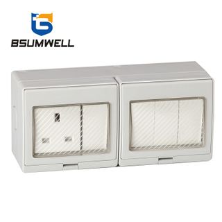 PS-S4S 13A British type IP55 Waterproof 4Gang Switch 1Gang Socket 